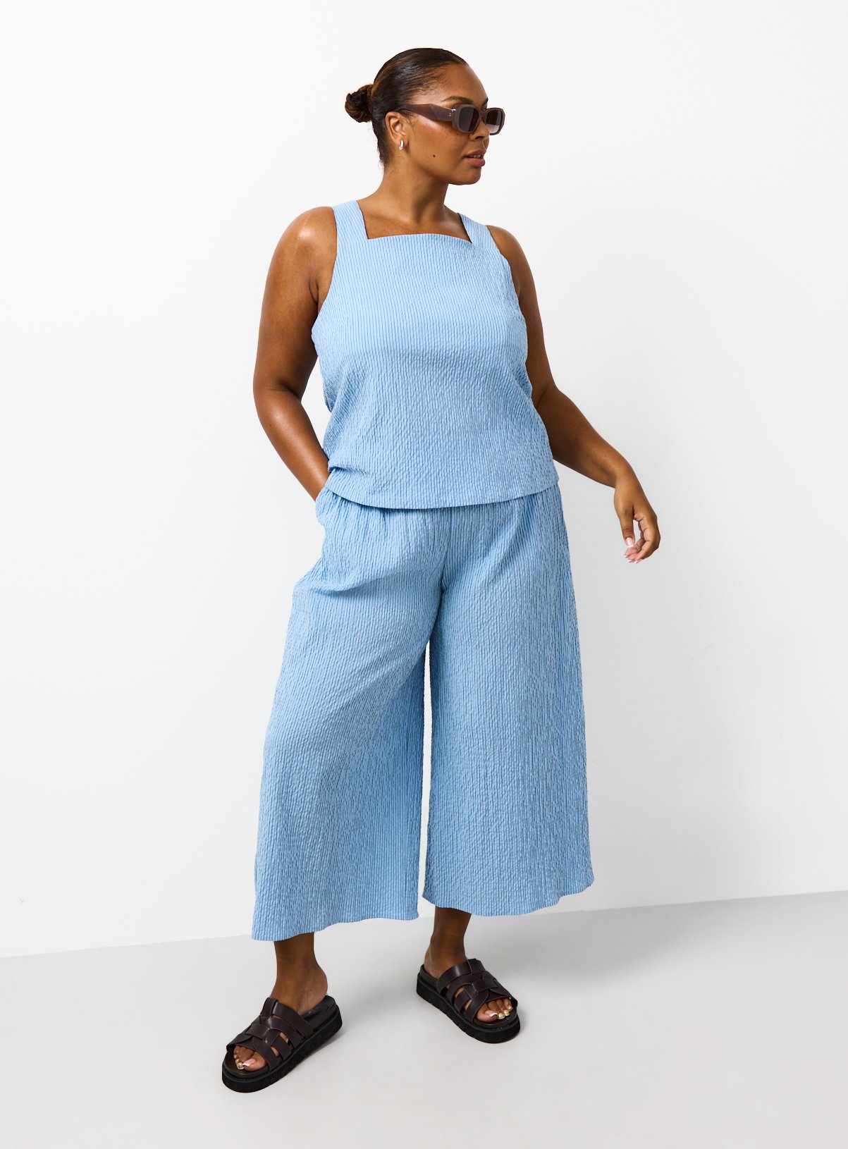 Blue Stripe Print Wide Leg Culottes 10 - Image 2 thumbnail
